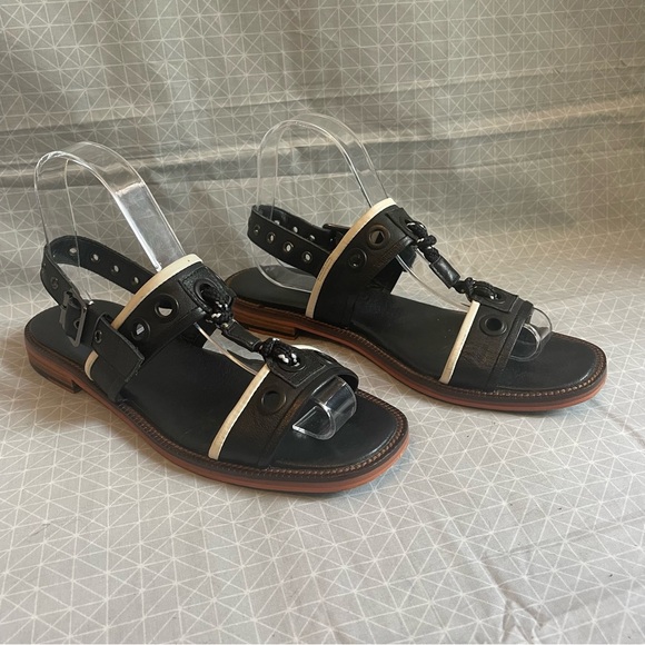 Leather Lab Nautical Grommet Sandals Black 38 - Picture 1 of 8